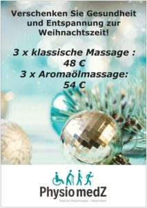 3 x klassische Massage: 48€, 3 x Aromaölmassage: 54€